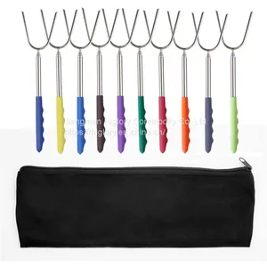 Stretch Stainless Steel Barbecue Fork PVC Handle Extending Marshmallow Roasting BBQ Sticks Skewers thumbnail-2