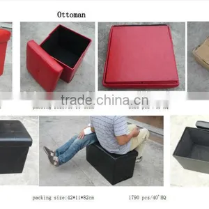 Colorful Leather Storage Ottoman Folding Stool thumbnail-2