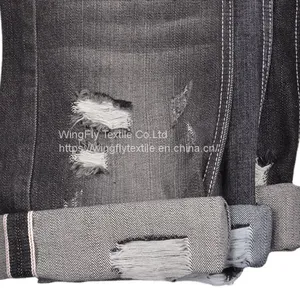 13oz Cotton Spandex Stretch Raw Denim Fabric Right Twill Thickness For Women Jeans thumbnail-1