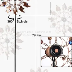 Solar Wind Spinner Multi-Color LED Lighting With Kinetic Wind Aculptures thumbnail-1