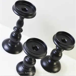 Dining Table Wedding Candlestick European Style Candle Holder Columnar Shape Black Metal Candlestick Set thumbnail-4