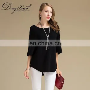 Autumn Women's Casual Half Sleeve 100% Cashmere Sweater O-Neck Solid Pattern Custom Oversize Knitwear With Front Logo thumbnail-2