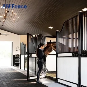 Customized 12ft Prefabricated Galvanized Steel Horse Stable Sell Luxurious Portable Outdoor Horse Stall With Roof Stalel thumbnail-1