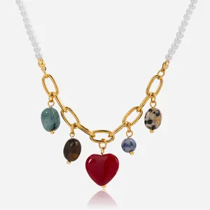 18K Gold Plated Stainless Steel Diamond Zircon Necklace - Non-Fade Chain thumbnail-2