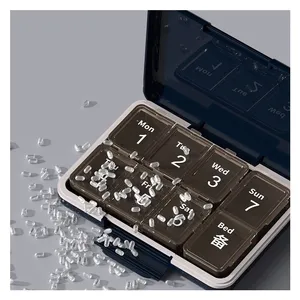 High Quality Portable 7-Day Weekly Pill Organizer 14 Compartments Plastic Pill Box Travel Friendly thumbnail-4
