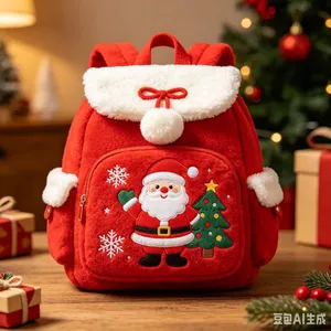 Christmas, Christmas Plush Backpack, Santa Claus, Plush, Retro Christmas, Holiday Limited Edition, Gift , Winter Limited Edition-Customizable thumbnail-3