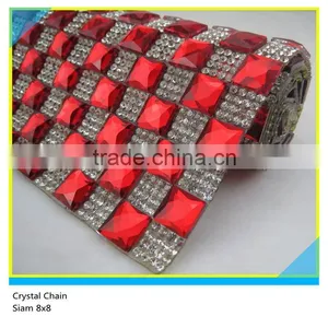 Iron On 8*8 mm Siam Square Rhinestone Mesh Sheet In Roll 24*40 cm thumbnail-1
