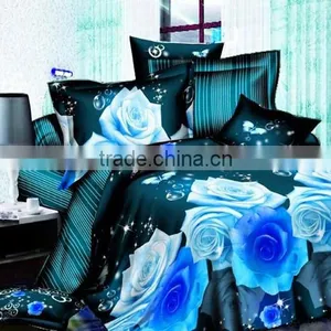 Microfiber 4Pcs Queen Duvet Cover Bedding Set With Flowers thumbnail-1