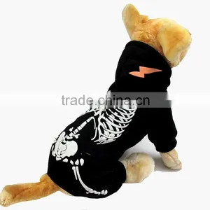 Wholesale Luminous Shock Dragon Spring Autumn Fleece Skeleton Pattern Black Dog Clothing Pet Clothes thumbnail-1