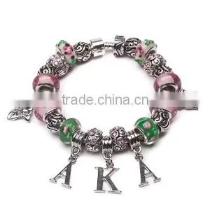 Alpha Kapp Alpha Hot Sellers Alloy AKA Bracelets Beads Sorority Bracelets for Girls and Women Sorority PDI Charm Bracelet thumbnail-1
