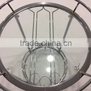 Modern Trolley/ Round Metal Glass Serving Cart thumbnail-4