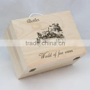 New Arrive Pine Wood Wine Box Wooden Wine Box 4 Bottles Accept Custom thumbnail-4