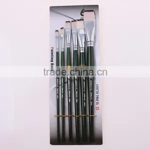 Free Sample 6Pcs High Grade Nylon Hair Wooden Handle Artist Paint Brush Set For Students thumbnail-6