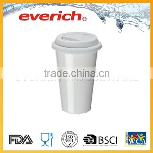 Double Wall Custom Ceramic Coffee Mug With Silicone Lid thumbnail-2