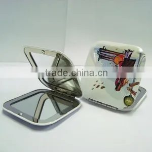 Printed Metal Pocket Mirror Square Cosmetic Mirror/Make-up Mirror/Compact Mirror in Aluminium thumbnail-1