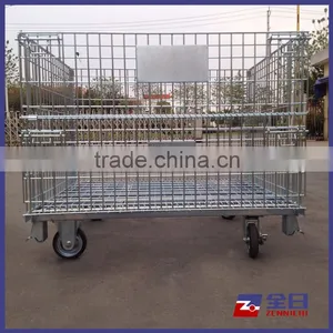 Mesh Wire Steel Pallet Storage Racks With Casters thumbnail-1