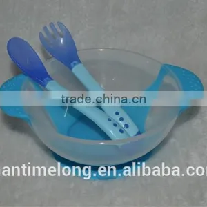 Baby Learnning Dishes With Suction Cup Assist Food Bowl Temperature Sensing Spoon Drop Baby Spoon Bowl Set Baby Tableware thumbnail-1
