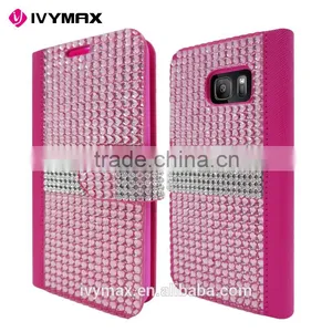 IVYMAX 2016 Lady Style Diamond Bling Leather Wallet Case for Samsung Galaxy S7/G930 thumbnail-2