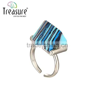 Fashion Jewelry 2015 Acrylic Gold Ring Blue Adjustable Rings Jewelry thumbnail-1