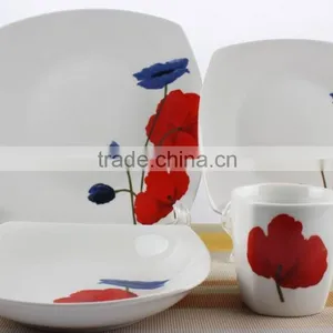 16 Pcs Porcelain Dinner Set in Square Shape,square Houseware thumbnail-1