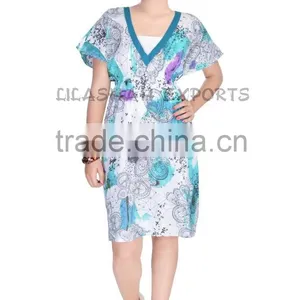 Cotton Floral Dress Beach Dress for Girls Print Soft Rayon Printed Indian 2513 thumbnail-1
