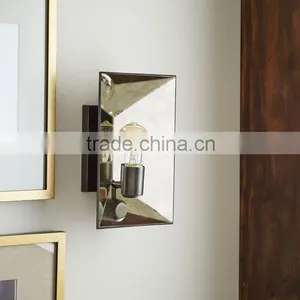 12.14-1 Faceted Mirror Panels and an Antique-bronze Finish Sconce Make it Shine a Retro-glamorous Feel thumbnail-1