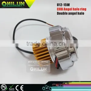 12V 15W Double Angel Eyes Motorcycle Led Projector Lens Headlight thumbnail-3