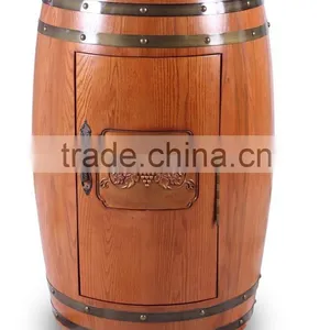 Oak Wood Wine Barrel Cabinet Fridge Innovative Furniture Barrel Fridge LED Display OEM Brand thumbnail-2