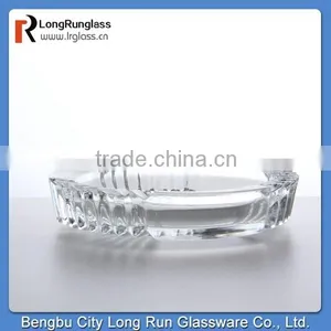 LongRun 2015 Top Selling 802g European Style Round Carved Transparent Glass Ashtray China Factroy Supply thumbnail-1