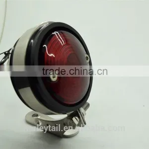 Black Round Red LED Tail Light Lamp for Harley Motorcycle Bobber Chopper 12V thumbnail-2