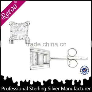 925 Silver Ear Piercing Studs One Stone Sterling Silver Earrings for Men and Women thumbnail-1