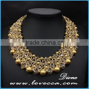 New Luxury Wedding Gift Jewelry Exaggerate Beads Fancy Gold Necklace thumbnail-6