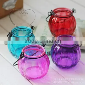 Colored Round Candle Glass Jar With Scented Candle thumbnail-1