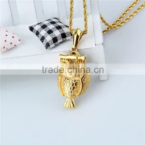Stainless Steel Gold Plated Wholesale Owl Eagle Gold Pendant thumbnail-3