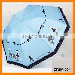 Pretty Girl Print Triple Fold Fashion Umbrella thumbnail-1