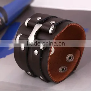 Stainless Steel Leather Wrap Bracelet With Good Quality and Low Price thumbnail-5