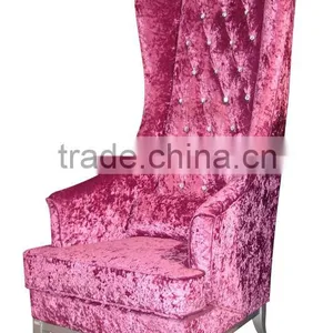 Red Velvert Tuffed Upholsteryed High Back Throne Chair TC1009 thumbnail-1
