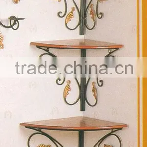 Vintage Metal Wood Corner Rack Wall Floating Shelf Hanging Furniture thumbnail-1