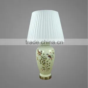 Nice Printing On Ceramic Body And Antique Brass Metal Base With Fabric Lampshade Bedside Table Lamps Decorative Table Lamp thumbnail-1