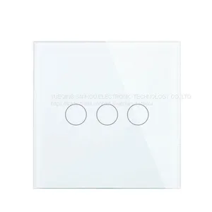 UK Standard Three Gang One Way Crystal Glass Panel Smart Home Wall Switch Touch Light Switch thumbnail-4