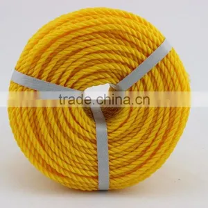 3 Strands Twisted 6mm Diameter Yellow pe Rope for Fishing thumbnail-1