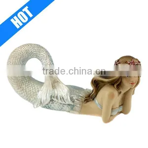 Customized Handmade Painted Polyresin Beauty Mermaid Figurine thumbnail-1