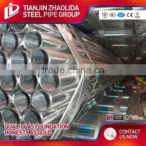 High Quality ASTM A106 GR A B ERW Hot Dipped & Pre Galvanized Steel Pipe & Tube From Tianjin Mill thumbnail-1
