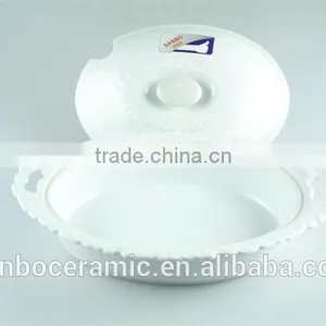 Ceramic Casserole Dish/ Large Casserole Dish Oval With Lid Lace Edged Design thumbnail-3