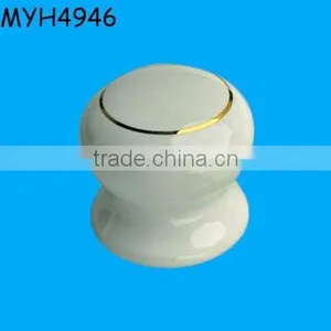Plain White Ceramic Door Knob With Gold Trim thumbnail-1
