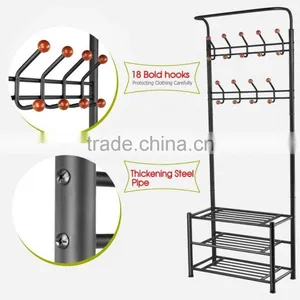 Metal 18 Hanger Hooks Clothes Coat Stand Shoes Hats Bags Stand Rack (black) thumbnail-2