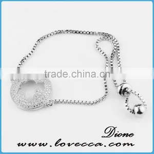 Adjustable Micro Pave CZ Bracelet,Cubic Zirconia Chain Bracelet for Girls and Women thumbnail-3