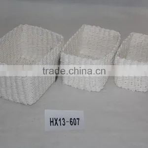 White Paper String Woven Rectangle Sundries Storage Basket HX13-607 thumbnail-1