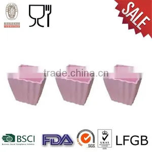 Square Wave Rim Melamine Flower Pot With Pink Color thumbnail-1