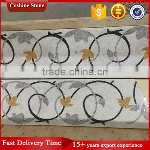 Castle Hanging Flower Pattern no Gap Natural Marble Waterjet Mosaic Floor Tiles thumbnail-2